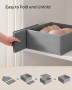 SONGMICS Drawer Organizers, Dresser Divider Organizers, Set of 18, Foldable Fabric Storage Boxes for Socks, Underwear, Bras, Ties, Scarves, Dove Gray URDZ006G05