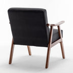 Accent Chair with Microfiber Upholstery and Solid Wood Frame, Classic Mid-Century Modern Living Room Furniture for Extra Seating, Black