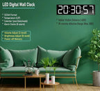 26'' Huge Digital Wall Clock, Home Gym Interval Workout Timers, with Countdown, Stopwatch, 7-Color Light, 8-Alarms, Calendar/Temperature Display, for HIIT/Tabata/FGB/EMOM (White)