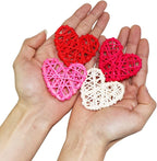 STMK Natural Rattan Decorative Balls, 24 Pcs 2.36" Heart Shaped, for Valentine's Day Decor, DIY Vase Bowl Filler, Wedding Decoration (Red, Rose, Pink, White)