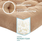 Meditation Floor Pillow Set of 2, Square Large Pillows Seating for Adults, Tufted Corduroy Cushion for Living Room Tatami, Coffee Brown 22x22 Inch