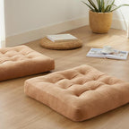 Meditation Floor Pillow Set of 2, Square Large Pillows Seating for Adults, Meditation Cushion Pillow,Tufted Corduroy Cushion for Tatami Living Room or Yoga, Coffee, 22x22 Inch