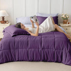 JOLLYVOGUE California King Comforter Set, Ultra-Soft Bed in a Bag Cal King Size 7 Pieces, Oeko-TEX Certified Bedding Set With Down Alternative Comforter, Sheets, Pillowcases & Shams, Purple & Lavender