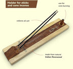 Rosewood Incense Holder for Sticks - 11 Inch Handmade Dual Incense Burners with Cone Holder | Beautiful Natural Wood Incense Stick Holder, for Meditation or Yoga Lovers