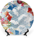 Ceramic Display Plate, Asian Ceramic Hanging Decorative Plate, Traditional Japanese Koi Fish, 6 Inch, Household Custom Ceramic Plate, Multicolor