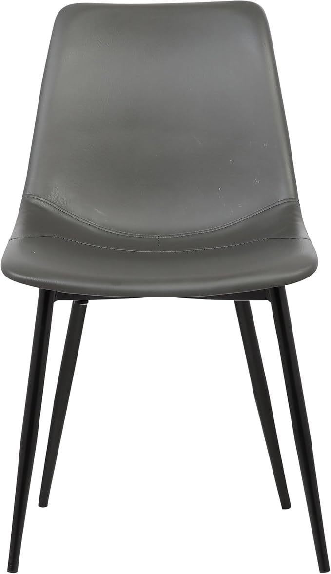 Armen Living Monte Mid Century Modern Dining Accent Chair for Table Kitchen Desk Vanity in Charcoal Gray Faux Leather with Black Metal Legs