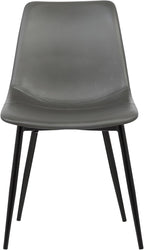 Armen Living Monte Mid Century Modern Dining Accent Chair for Table Kitchen Desk Vanity in Charcoal Gray Faux Leather with Black Metal Legs