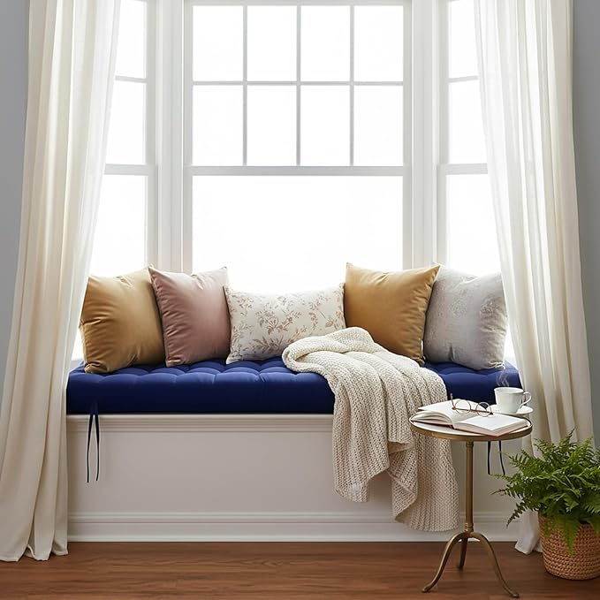 Long Floor Cushion Large Floor Cushion with Brushed Cotton 74.8 x 27.5 x 3.15 in Jumbo Lounger Pillow for Outdoor Indoor Bay Window Meditation Yoga Reading Sleeping(1 Pc,Navy Blue)