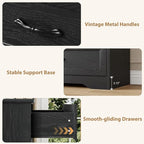 GAOMON Farmhouse 6 Double Drawers Dresser for Bedroom, 47.2'' Wide Chest of Drawer, Wooden Horizontal Dresser with Metal Handles and Stable Base, Modern Cabinet for Bedroom, Living Room, Black