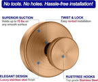 Suction Cup Hooks for Shower, Removable Towel Hooks for Bathroom Window Glass Door Wall, Bath Robe Looafh Wreath Hook for Hanging - 4 Pack, Champagne Bronze