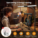 Upgraded LED Desk Lamp for Home Office with RGB, Rotatable Computer Desk Light with Remote, Tall Table Lamp with Clamp for Working, Dimmable Dual Head Task Lighting for Monitor PC, 22W