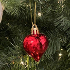 Valentine's Day Heart Ornaments for Tree - Valentine Ornaments Valentines Tree Decorations - Glitter Rose Gold Red White - Mini 24 Pcs