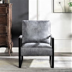 Container Furniture Classic Mid Century Modern Accent Chair with Durable Square Metal Frame, Armchair for Living Room, Bedroom, Home Office in Spotted Microfiber Upholstery, Grey