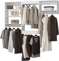 Modular Closet, 84" Wide Organizer with Hanging Shelves, Wooden Tower for Walk-in Closets, White Wall Mounted Wardrobe Organizer