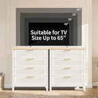 GarveeHome Fluted 4 Drawers Dresser for Bedroom, 35.4 in Tall Chest of Dressers for Closet, 4 Fluted Drawers with Metal Handle, Large Clothes Storage Cabinet for Bedroom, Nursery, Living Room, White