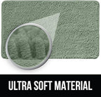 KANGAROO Bathroom Rugs, Chenille Soft Absorbent Bath Rug, Shaggy Shower Mat, Quick Dry Machine Wash Bathmat, Plush Carpet Mats for Tub, Bathtub and Room Home Decor Accessories, 30x20, Sage