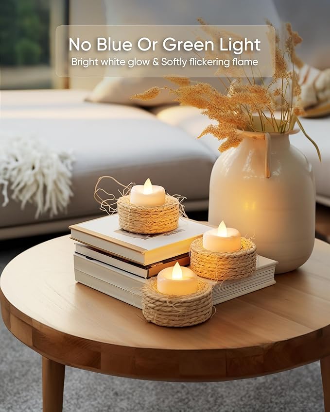 LED Candles, Tea Lights Candles Battery Operated Bulk, 50-Pack Long-Lasting 200 Hours Flameless Tealight Candles, Realistic Tea Lights for Christmas Halloween Wedding, 1.5'' D X 1.25'' H