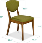 Best Choice Products Dining Chairs Set of 2, Mid-Century Modern Upholstered Wood, Armless w/Seat Cushion, Padded Backrest - Walnut/Olive