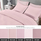 Maple&Stone Quilt Set Twin/Twin XL, Lightweight Pink Bedspread Ultrasonic Chevron Pattern Light Coverlet for All Season Comforter Bedding Decor - 2 Piece Twin Extra Long Bed Cover Sets