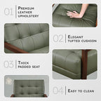 Lexicon Modern Accent Chair, Luxury Genuine Leather Match Living Room Chair with Tufted Cushions, Solid Wood Frame and Arm Rest, Comfy Upholstered Single Seat for Bedroom/Reading/Office, Green