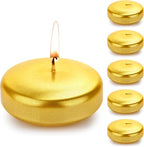 Floating Candles 3 Inch Unscented Dripless Wax 13-15Hours Burning, 12/24/36Pack Wedding Party Candles,for Centerpieces Suitable for Cylindrical Vases,Swimming Pool,Restaurant Decoration(12Pack,Gold)