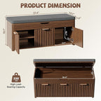 Shoe Bench with Storage - Lift Top Entryway Bench with Hidden Storage, Shoe Rack with Adjustable Shelves and Cushioned Seat, Wooden End of Bed Bench for Bedroom, Living Room and Hallway,Walnut