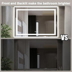 51"x40" Bathroom Light up Mirror, Double Bright Lights Mirror, Anti-Fog Vanity Mirror with Lights, Stepless Dimmable Illuminated, Touch Control, Waterproof (Horizontal/Vertical)