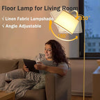 Floor Lamp for Living Room, Dimmable Modern Floor Lamps for Bedroom, Remote Control Modern Corner Standing Lamps, Nursery Industrial Adjustable Arc Tall Lamp with 9W Bulb for Office Reading