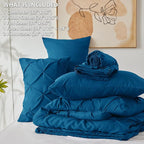 CozyLux Full Size Comforter Sets Teal, 7 Pieces Pintuck Bed in A Bag Teal Comforter Full Size, Pinch Pleat Bedding Sets with All Season Comforter, Sheets, Pillowcases & Shams