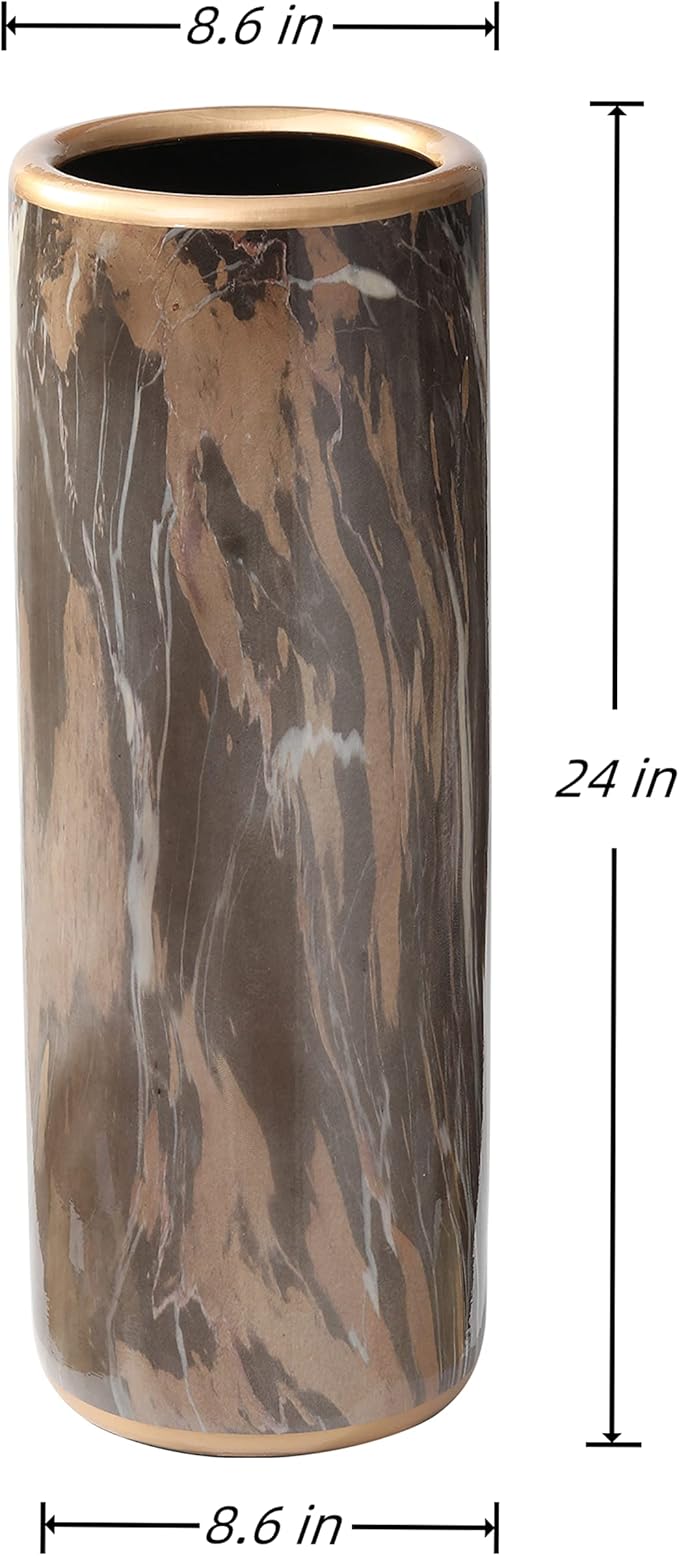 Marble Pattern Umbrella Stand Umbrella Contemporary Bucket Umbrella Rack Barrel Floor Vase Modern Style for Storing Canes Walking Sticks for Entryway Porch Indoor 24‘’High