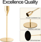 Taper Candle Holders,Tall Metal Candlestick Holders,French Gold,Set of 54,Three Heights,Candle Stick Holder for Wedding Centerpiece Decoration,Dinning,Festival,Party or Home Decor