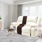 Reclining Sectional Couch Covers Velvet L Shape Recliner Sofa Middle Console Cover for Dogs Pets Washable Anti Slip 1 Additional Recliner Center Console Slipcovers (1 Console, Dark Brown)