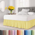 Wrap Around Dust Ruffle Bed Skirt - Yellow - for Full Size Beds with 18 Inch Drop - Easy Fit Elastic Strap - Adjustable Pleated Bedskirt w/Brushed Fabric - Wrinkle Free - for Women, Men, Kids & Teens