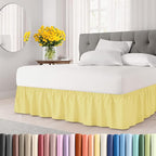 Wrap Around Dust Ruffle Bed Skirt - Yellow - Twin/Twin XL Size Beds with 12 Inch Drop - Easy Fit Elastic Strap - Adjustable Pleated Bedskirt w/Brushed Fabric - Wrinkle Free - Women, Men, Kids & Teens
