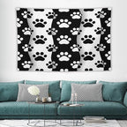 VUMIVI Pet Paws Tapestry Cute Puppy Kitten Black White Animal Paws Modern Funny Art Tapestry Wall Hanging for Living Room Bedroom Dorm Classroom Aesthetic Decor W90xL60in
