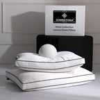 Feather Down Pillows Queen Size Set of 2 with Gusset, Luxury Hotel Collection Bed Pillow 2 Pack, Down Surrounded Gusseted Pillows for Sleeping, Firm for Side, Back Sleepers 20x30 in.