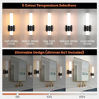 Black Wall Sconces Set of Two 15 Inch Modern Bathroom Sconces with Acrylic Shades LED Hardwired Sconce Wall Lighting Fixtures for Living Room Bedroom Hallway, 2 Pack