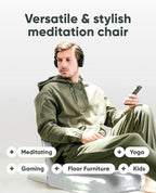 Mindful Modern Folding Pro Meditation Chair - Adjustable Meditation Seat with Back Support and Half Moon Buckwheat Meditation Cushion - Comfortable Mindfulness Living Room Floor Chair
