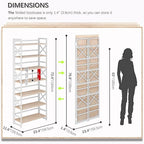 4NM 7 Tiers No Assembly Book Shelves, 72.4" H Folding Bookshelf Bookcase Open Industrial Foldable Shelves for Bedroom, Living Room, Home Office - Natural White