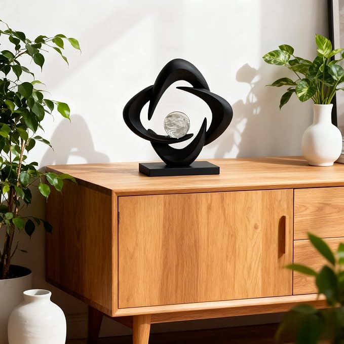 AWNR Gold Abstract Sculpture House Decor Aesthetic - Home Décor Accents for Nightstand, Shelves, Dining Room, Entryway Table, Office, Desk Accessories (Black C)