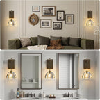 Crystal Brass Dome Wall Sconce - Luxury Antique Brushed Lighting Fixture with K9 Crystals Cloche - Dimmable Indoor Hanging Light - Modern Gold Sconces for Bathroom Bedroom Living Room Stair