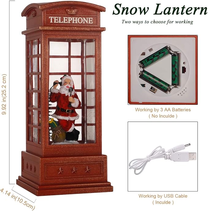 Christmas Snow Globe Lantern,Christmass Lantern with 8 Christmas Theme Music,Christma Snow Globe Gifts Water Glittering Swirling Christma Home Decoration (Old Man)