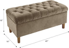 Homepop Home Decor | Tufted Ainsley Button Storage Ottoman Bench with Hinged Lid | Ottoman Bench with Storage for Living Room & Bedroom,Fawn Velvet