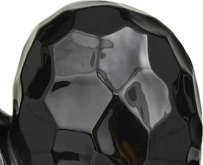 Deco 79 Porcelain Ceramic Heart Decorative Sculpture Dimensional Angled Origami Inspired Home Decor Statue, Accent Figurine 12" x 6" x 11", Black
