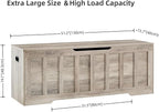 51.2" Storage Chest Extra Large,Storage Bench with 2 Safety Hinges,Shoe Bench,51.2 * 15.7 * 19.1 inches,Wooden Trunk for Bedroom,livingroom,entryway,Supports 220 lb,Easy Assembly(Greige
