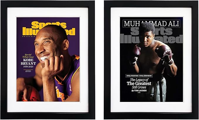 Goldfinch 4 Packs Sports Magazine Frames Displays Magazines Measuring 8 x 10.5 inches with White Core Matting,Suitable for 1994-Current Collector's Edition Sports Magazines with Installed Hangers