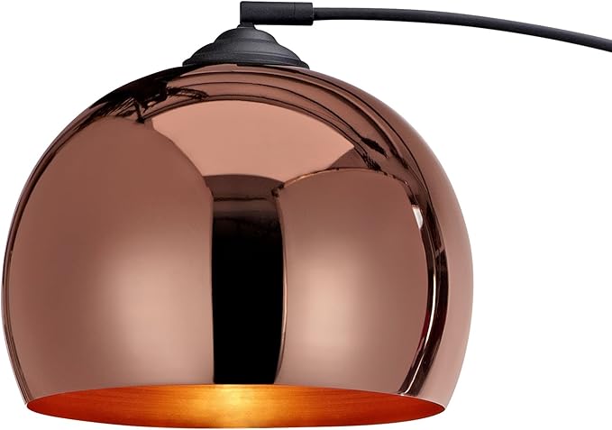 Teamson Home Arquer 66.93" Arc Floor Lamp for Living Rooms, Home Offices, Dining Rooms, Bedrooms with Faux Black Marble Base and Rose Gold Bell Shade