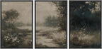 MUDECOR Framed Wall Art Print Set Vintage Landscape Subtle Forest and River in Earthy Tones Illustrations Modern Art Boho Decorative Colorful Chic for Living Room, Bedroom, Office - 16"x24"x3 Black