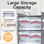 5 Shelves Hanging Closet Organizer – Foldable Dual-Row Hanging Clothes Storage with 3 Hooks, Space-Saving Closet Organizer and Storage for Sweater and Hats, Ideal for Dorms and Bedroom, Grey
