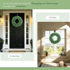 Solar Spring Wreath 16inchWreath for Front Door Pre-lit 30LED Spring Summer Decor for Outside Artificial Eucalyptus Lavender Wreath with Colorful Lights for Door Wall Farmhouse Decor